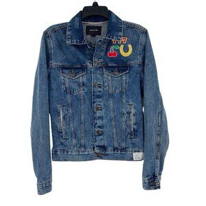 Adam Levine Women’s Small The Palms Jean Jacket Embroidered Logo Caino Gambling